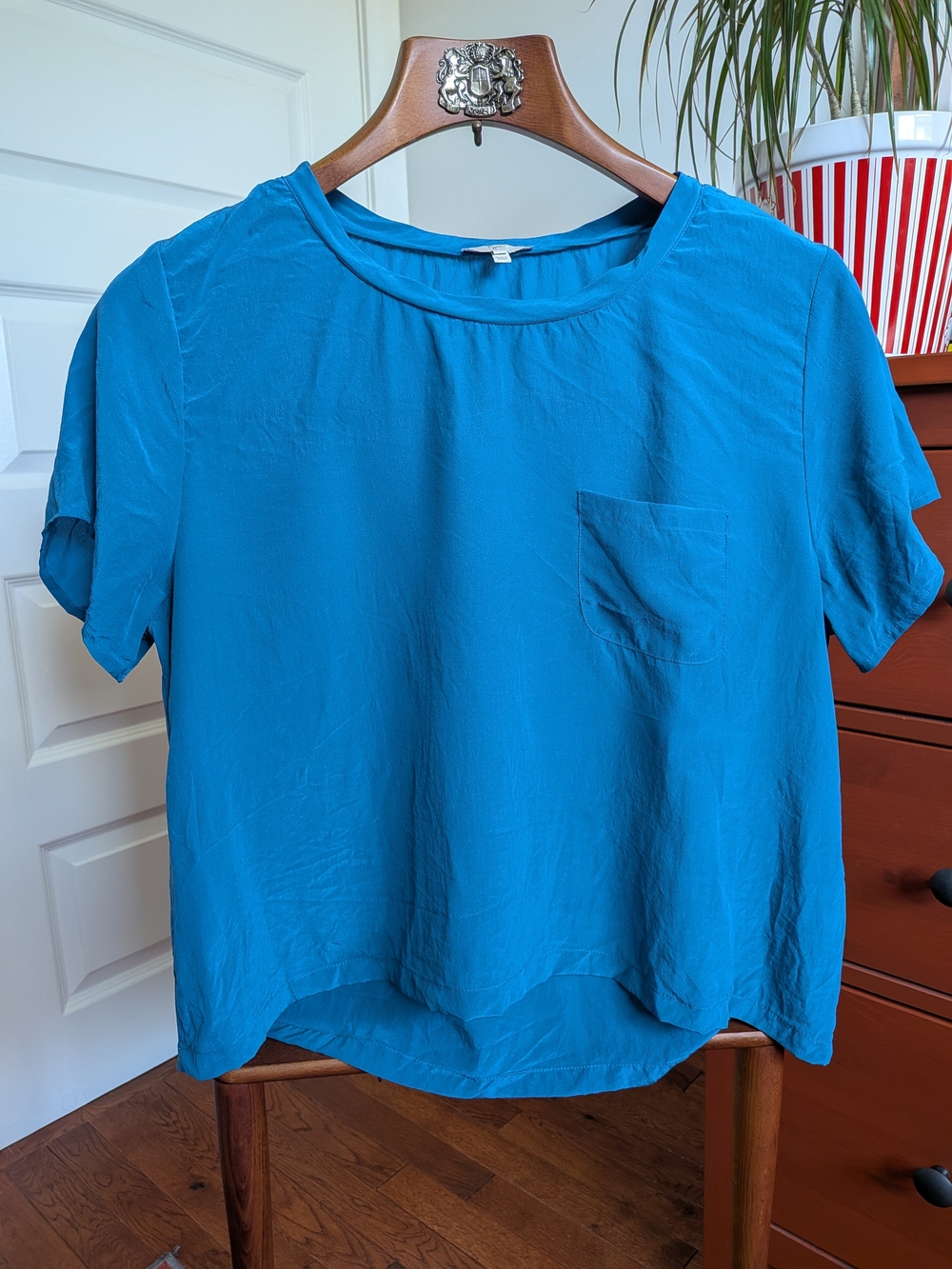 Joie Teal Short-Sleeve Silk Tee